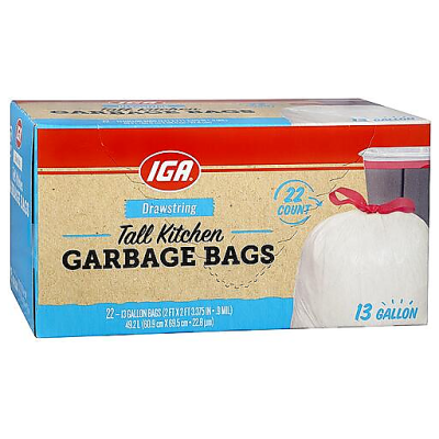 IGA TALL KITCHEN BAGS 22CT