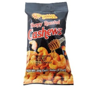 Sunshine Honey Roasted Cashew Nuts 60G